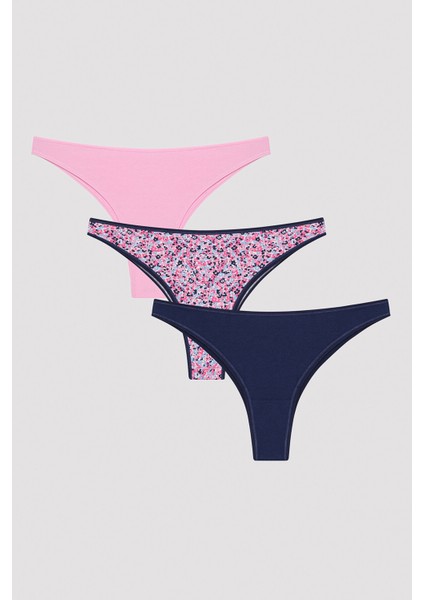 Bonbon Floral Çok Renkli 3lü Brazilian Külot