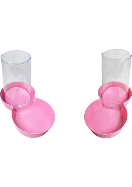 Hazneli Plastik Kedi Köpek Mama ve Su Kabı 1 5 Lt Yuvarlak Açık Pembe 2 Adet