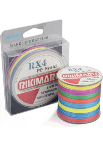 Rikimaru 0.12.-Mm Rx4-4 Katlı 1000.-METRE,11.2.-KG Çeker ,multicolour,çok Renkli Ip,örgü,ipek Misina