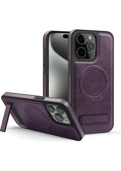 Apple iPhone 14 Plus Pu Deri Manyetik Çekim Braket Cep Telefonu Kılıfı (Yurt Dışından)