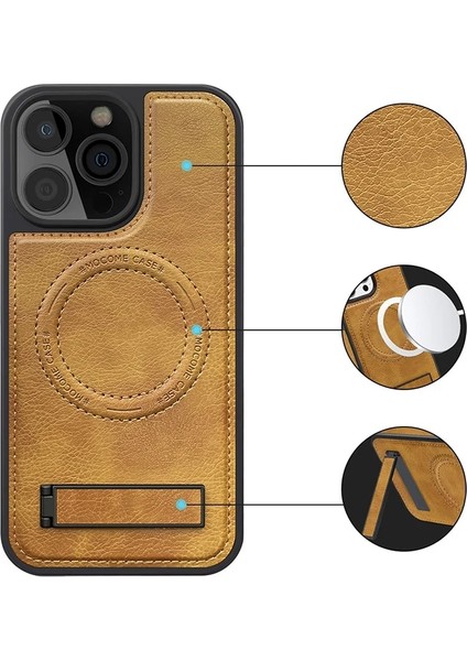 Apple iPhone 14 Pu Deri Manyetik Çekim Braket Cep Telefonu Kılıfı (Yurt Dışından) fiyatları