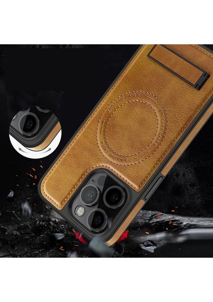 Apple iPhone 15 Plus Pu Deri Manyetik Çekim Braket Cep Telefonu Kılıfı (Yurt Dışından) fırsatları