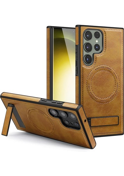 Samsung Galaxy S22 Plus Pu Deri Manyetik Çekim Braket Cep Telefonu Kılıfı (Yurt Dışından)