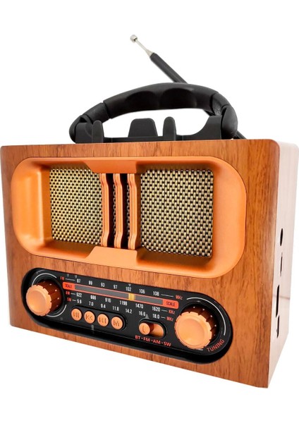 Radyo Nostalji Şarjlı Pilli Bt/usb/sd/aux/fm Telefon Standlı Cameron CM-1965BT