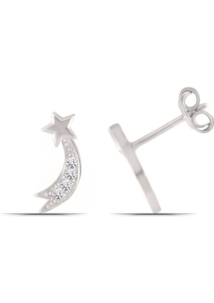 Kayan Yıldız Zirkon Taşlı 925 Ayar Gümüş Kadın Küpe