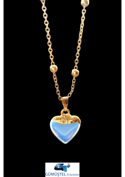 Sertifikalı Opal Doğal Taş Kalp Tasarım Kolye Özel Tasarım Zincir Hediyeli Aaa Kalite modelleri