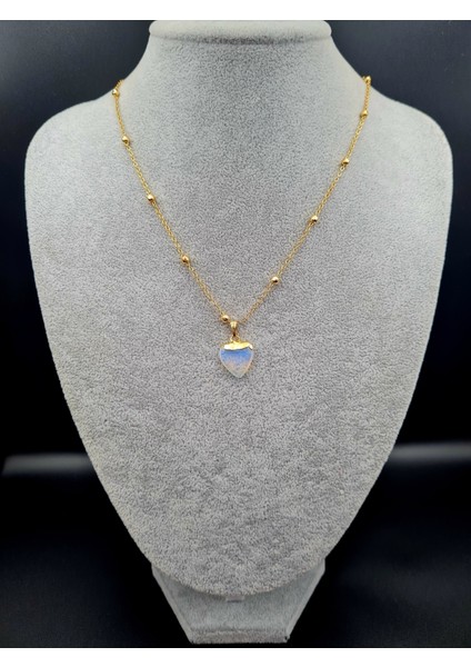 Sertifikalı Opal Doğal Taş Kalp Tasarım Kolye Özel Tasarım Zincir Hediyeli Aaa Kalite fırsatları