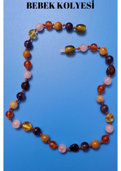 Sertifikalı Doğal Taş Bebek Kolyesi Kehribar, Ametist, Kalsit, Akik, Pembe Kuvars Bebek Kolye modelleri