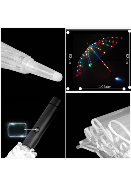 Le Cheng LED Şeffaf Şemsiye-Aydınlık Renkli Işıklı Güneş Şemsiyesi (Yurt Dışından)