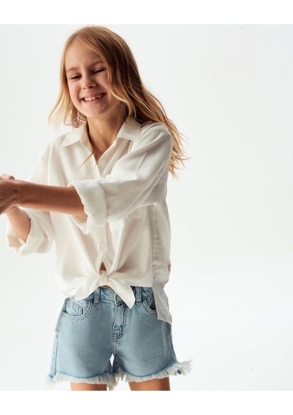 8-14 Yaş Kız Çocuk Işlemeli Keten Gömlek fiyatları