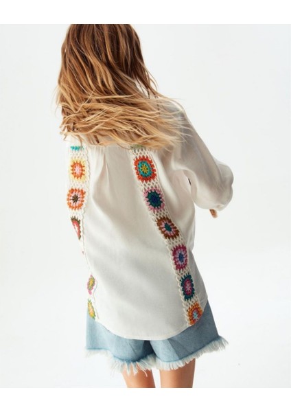 8-14 Yaş Kız Çocuk Işlemeli Keten Gömlek modelleri