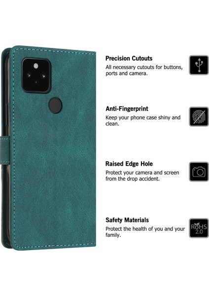 Google Pixel 5 Flip Cover Cüzdan Telefon Kılıfı ile Uyumlu, Kart Yuvalı ve Kickstand Fonksiyonlu (Yurt Dışından)