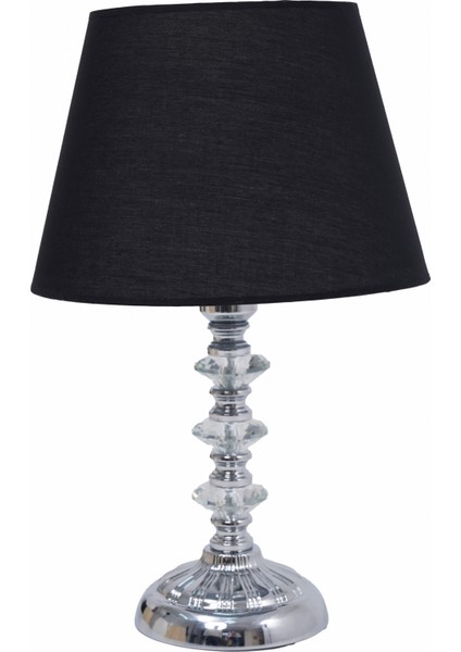 TH-250094 - Krom Renk Toplu Metal Ayaklı Kristal Cam Abajur Masa Lambası