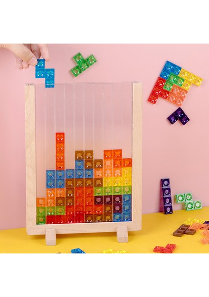 Ahşap Manyetik Tetris Yapı Taşları Çocuk Eğitici Oyuncaklar Rus 3D Bulmaca (Yurt Dışından)