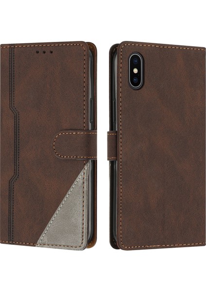 iPhone X/xs Flip Cover Cüzdan Telefon Kılıfı ile Uyumlu, Kart Yuvalı ve Kickstand Fonksiyonlu (Yurt Dışından)