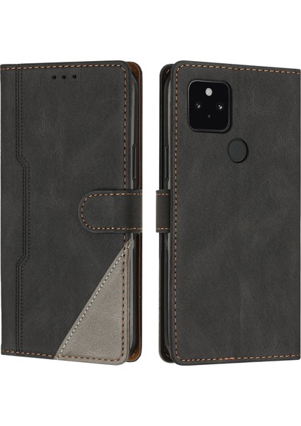 Google Pixel 5 Flip Cover Cüzdan Telefon Kılıfı ile Uyumlu, Kart Yuvalı ve Kickstand Fonksiyonlu (Yurt Dışından)