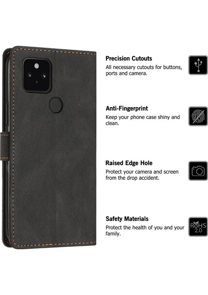 Google Pixel 5 Flip Cover Cüzdan Telefon Kılıfı ile Uyumlu, Kart Yuvalı ve Kickstand Fonksiyonlu (Yurt Dışından)