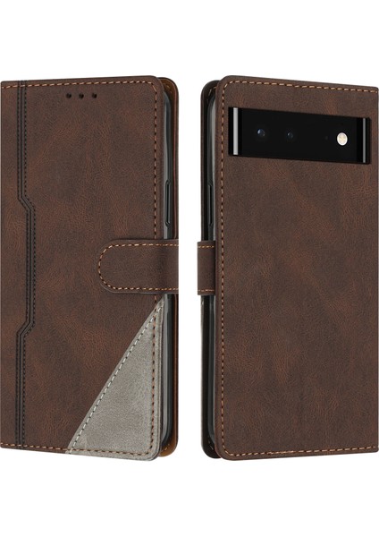 Google Pixel 6 Flip Cover Cüzdan Telefon Kılıfı ile Uyumlu, Kart Yuvalı ve Kickstand Fonksiyonlu (Yurt Dışından)