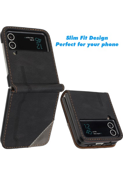 Samsung Galaxy Z Flip 4 Flip Cover Cüzdan Telefon Kılıfı ile Uyumlu, Kart Yuvalı ve Kickstand Fonksiyonlu (Yurt Dışından)