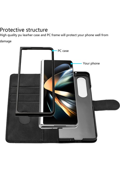 Ile Uyumlu Samsung Galaxy Z Fold 3 Dahili Mıknatıs Kapaklı Premium Pu Deri Cüzdan Telefon Kılıfı (Yurt Dışından) indirimleri