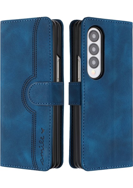 Ile Uyumlu Samsung Galaxy Z Fold 3 Dahili Mıknatıs Kapaklı Premium Pu Deri Cüzdan Telefon Kılıfı (Yurt Dışından)
