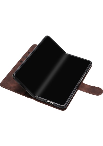 Ile Uyumlu Samsung Galaxy Z Fold 3 Dahili Mıknatıs Kapaklı Premium Pu Deri Cüzdan Telefon Kılıfı (Yurt Dışından) modelleri