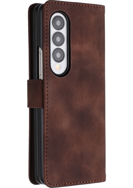Ile Uyumlu Samsung Galaxy Z Fold 3 Dahili Mıknatıs Kapaklı Premium Pu Deri Cüzdan Telefon Kılıfı (Yurt Dışından) fırsatları