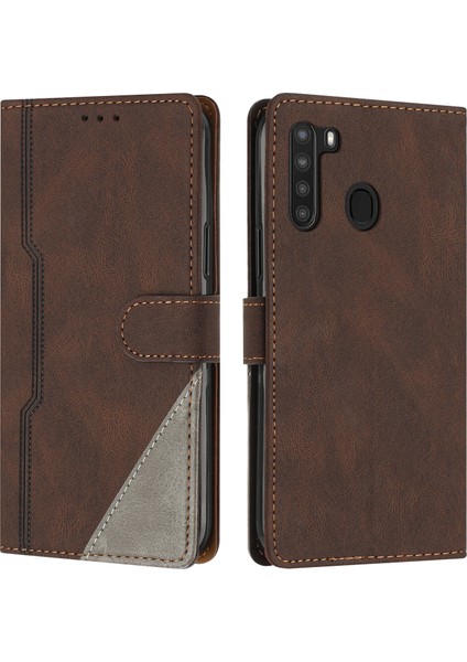 Samsung Galaxy A21 Flip Cover Cüzdan Telefon Kılıfı ile Uyumlu, Kart Yuvalı ve Kickstand Fonksiyonlu (Yurt Dışından)
