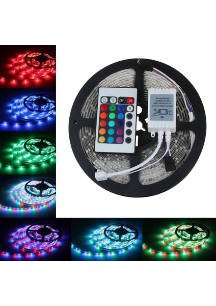 5 Metre Rgb Şerit LED Seti-Iç ve Dış Mekan Silikonlu-Tak Çalıştır