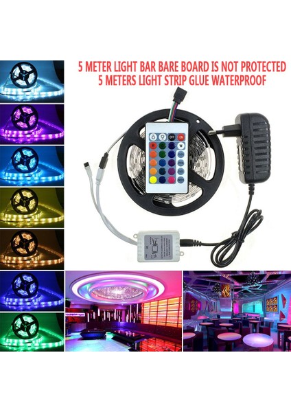 5 Metre Rgb Şerit LED Seti-Iç ve Dış Mekan Silikonlu-Tak Çalıştır