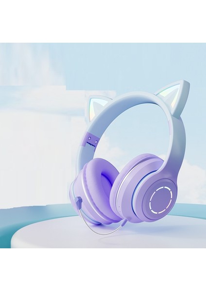 Başa Monteli Degrade Işıklı Bluetooth Kulaklık Kedi Kulakları (Yurt Dışından)