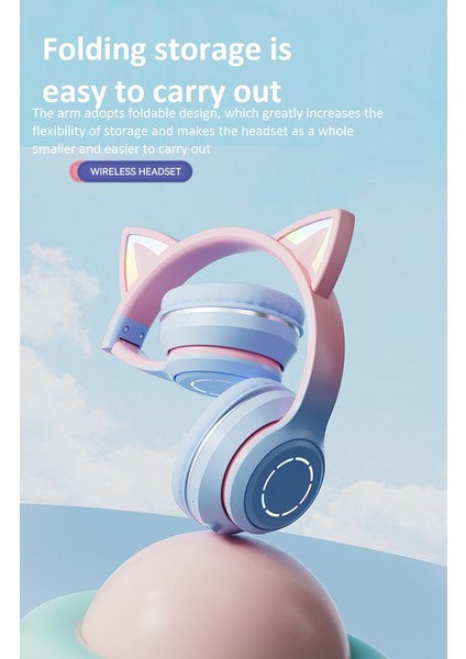 Başa Monteli Degrade Işıklı Bluetooth Kulaklık Kedi Kulakları (Yurt Dışından) fiyatları
