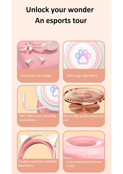 Kedi Kulaklı Kulaklıklar, Başa Takılan Kablolu Kulaklıklar (Yurt Dışından) fiyatları