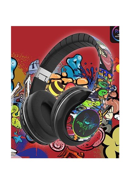 Başa Takılan Bluetooth Kulaklık Kablosuz Graffiti (Yurt Dışından)