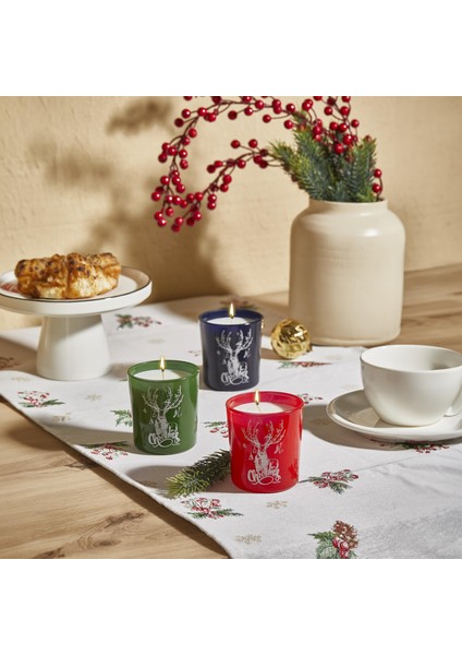 3'lü Christmas Geyik Tasarım Cam Kokulu Candle Mum 110 gr