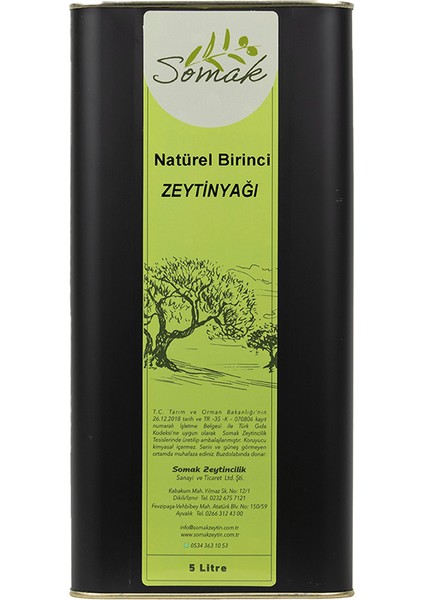Natürel Birinci Zeytinyağı - 5 L (2023-2024 Hasat Dönemi - Yeni Ürün)