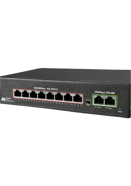 Switch 8 Port Poe Uyumlu Switch + 2 Port Uplink Port