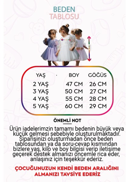 Kız Bebek Çocuk Doğum Günü Parti Düğün Elbise Tüllü Tütü Astarlı Elbuznknt