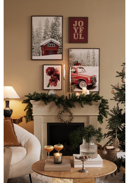 4 Parça Ahşap Çerçeve Görünümlü Mdf Tablo Seti