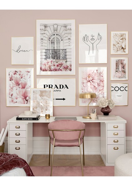 10 Parça Ahşap Çerçeve Görünümlü Mdf Tablo Seti