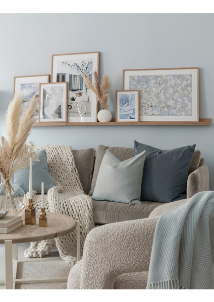 5 Parça Ahşap Çerçeve Görünümlü Mdf Tablo Seti