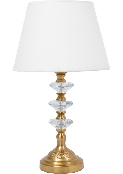TH-250037 - Eskitme Renk Metal Desen Ayaklı Kristal Cam Abajur Masa Lambası