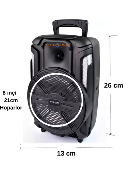 Büyük Speaker Bluetooth Hoparlör Parti Karaoke Mikrofonlu Ses Bombası 26CM Işıklıö8inç Aux/fm/usb/sd