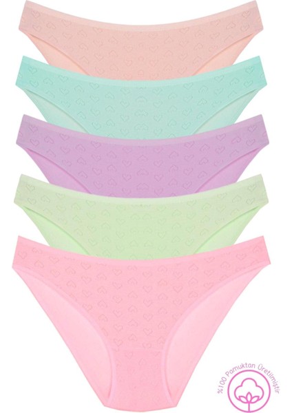 1501 Kalpli %100 Pamuklu 5'li Kadın Bikini Külot Paketi 1501-V3
