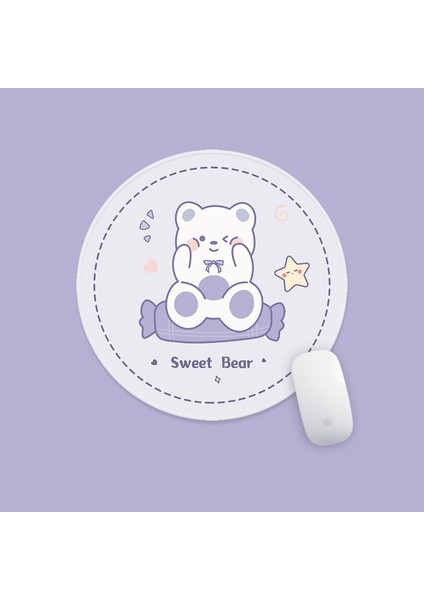 Küçük Yuvarlak Bilgisayar Kız Sevimli Karikatür Mouse Pad (Yurt Dışından)