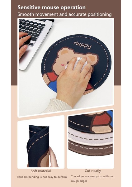 Küçük Yuvarlak Bilgisayar Kız Sevimli Karikatür Mouse Pad (Yurt Dışından)