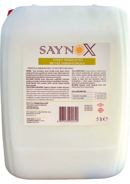 Yüzey Temizleyici Beyaz Sabun Kokulu 5 lt