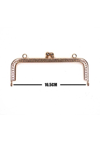 Delikli Vintage Metal Çanta Bursu 16.5cm Gold