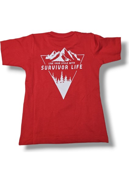 Survivor Arka Mountain Baskılı Cepli Tişört 9/12 fiyatları