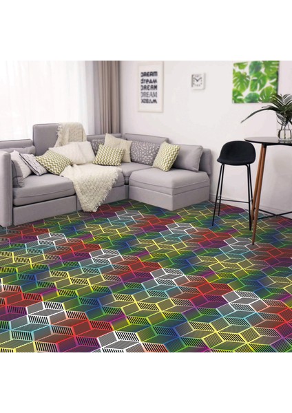 Kendinden Yapışkanlı Renkli Geometrik Altıgen Pvc Karo 27X31 cm